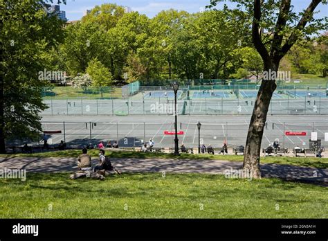 New York, NY, USA - Sept 22, 2021: Central Park tennis courts on the ...