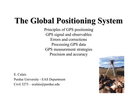 The Global Positioning System Principles of GPS