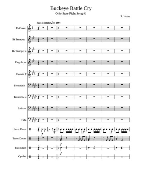 Buckeye Battle Cry (with Drum Intro) sheet music for Trumpet, French Horn, Trombone, Tuba ...