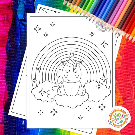 Rainbow Unicorn Coloring Pages