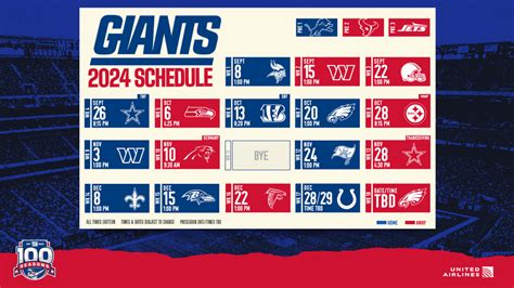 New York Giants Schedule 2024 Printable - Tonya Rozella