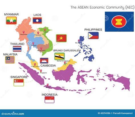 AEC ASEAN MAP Stock Illustration - Image: 40294386