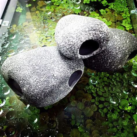 Stones For The Aquarium Ceramic Rock Cave Fish Tank Stone Aquarium Decoration with 2 holes High ...