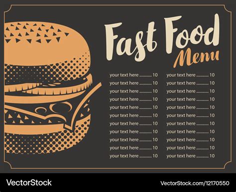 Menu for the restaurant fast food Royalty Free Vector Image