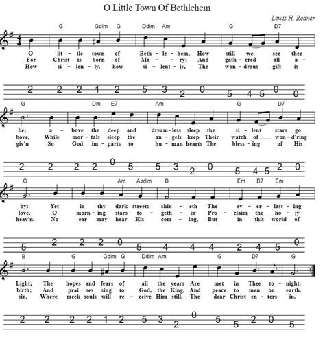 O Little Town In Bethlehem Mandolin Sheet Music Tab - Tenor Banjo Tabs