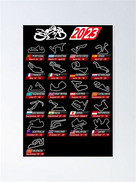 "Calendar season 2023 MotoGp circuits sport" Poster for Sale by ...