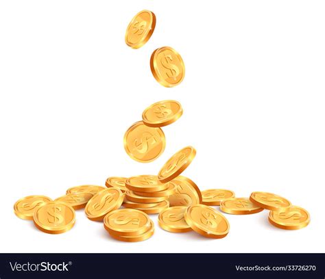 Realistic falling coins golden coin falling down Vector Image