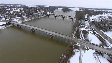 Maumee River at Grand Rapids Ohio on March 1, 2014, Aerial View taken ...