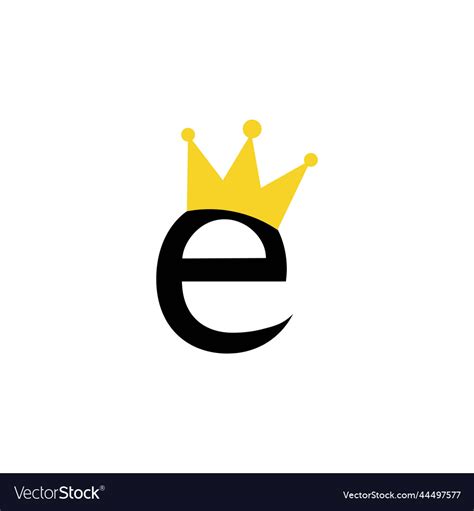 Letter e with crown icon template Royalty Free Vector Image