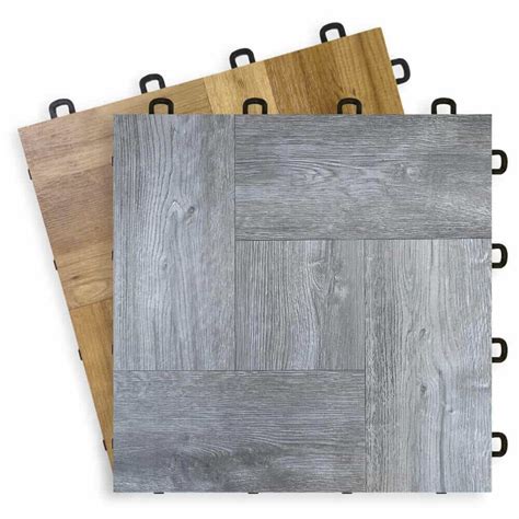 Interlocking Floor Tiles Wood Vinyl Top - ModuTile - Made in USA