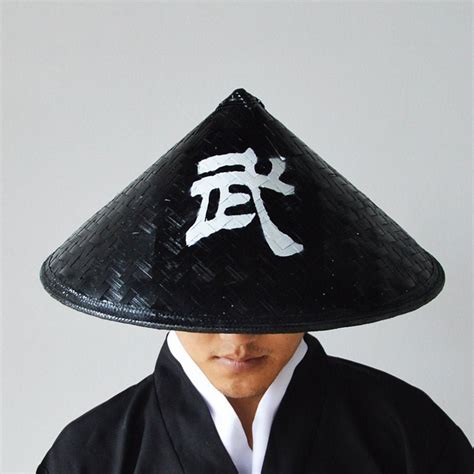 Cone Black Bamboo Japanese Hat Samurai Hat White Characters on - Etsy UK