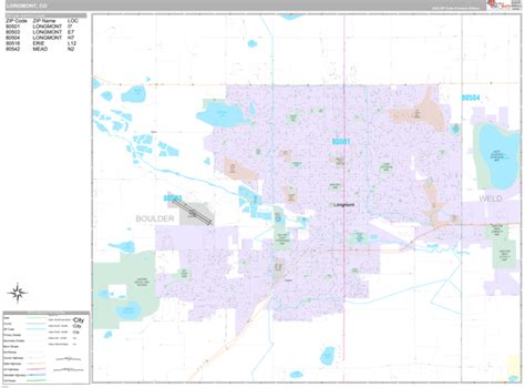 Longmont Colorado Wall Map (Premium Style) by MarketMAPS - MapSales