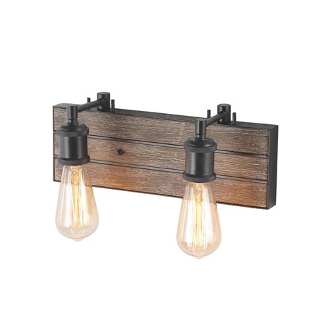 LOG BARN Bathroom Rustic Sconce in Wood and Metal Finish, 13.8 ...