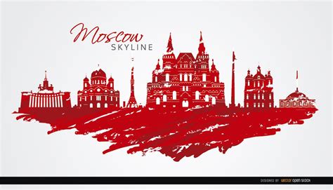 Moscow Skyline Painted Flag Colors Vector Download