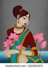 Indian Traditional Marathi Women Painting Illustrations Stock Illustration 2223541473 | Shutterstock