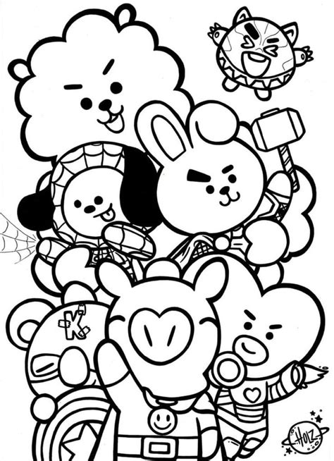 BT21 coloring pages. 80 Free printable coloring pages | Coloriage ...