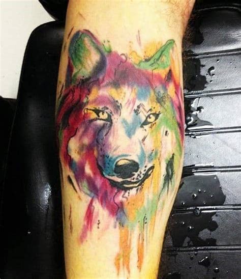 50 Wolf Watercolor Tattoo Designs For Men - Cool Ink Ideas