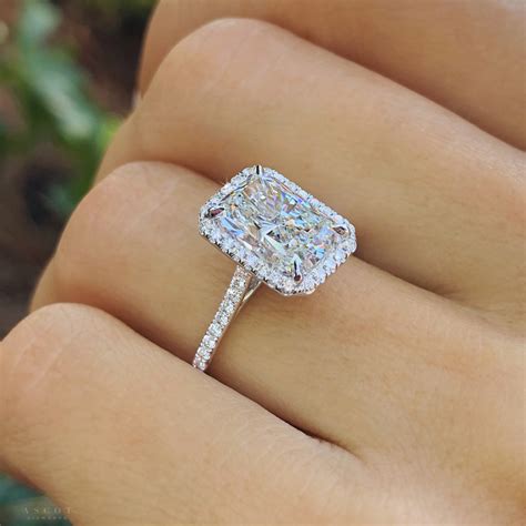 Radiant Cut Diamond Halo Ring – Ascot Diamonds