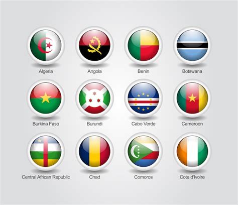 Premium Vector | 3d icons glossy set for african countries flags