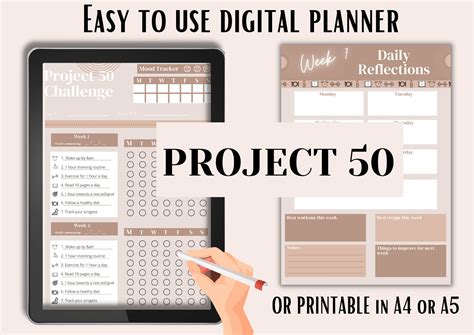 Project 50 Lifestyle Challenge Planner/tracker/log - Etsy UK