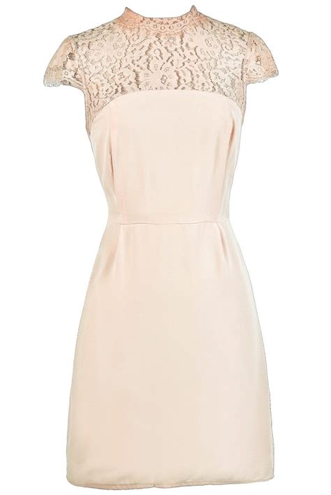 Beige Lace Dress, Cute Beige Dress, Beige Lace Party Dress, Beige Lace ...