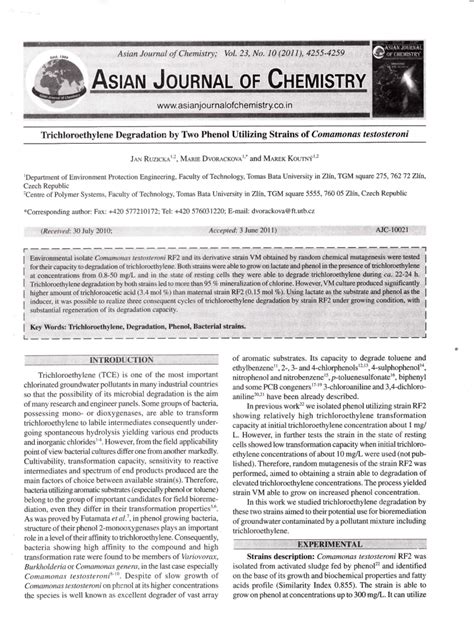 (PDF) Trichloroethylene Degradation by Two Phenol Utilizing Strains of ...