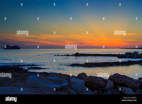 A sunset from Paphos Beach, Cyprus Stock Photo - Alamy