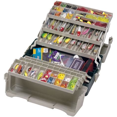 Plano Fishing Large Six Tray Tackle Storage Box, Dark Green/Beige ...