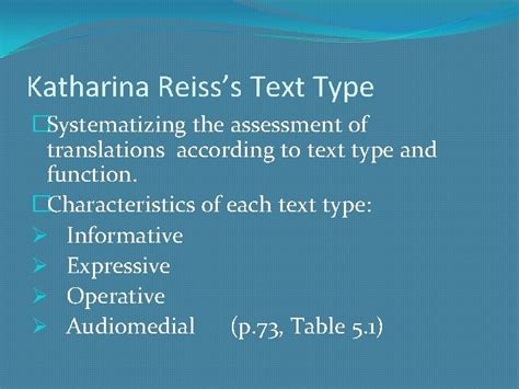 Functional Theories of Translation Katharina Reisss Text Type