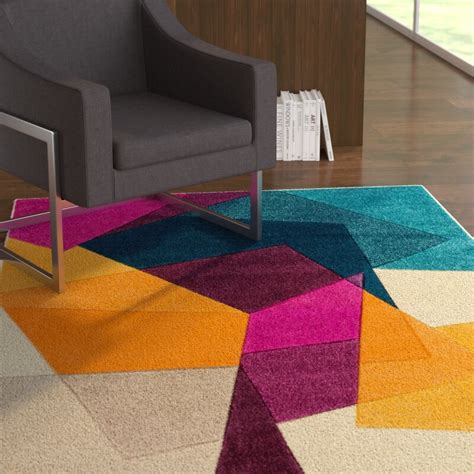 Ebern Designs Fenwick Mid-Century Modern Violet Area Rug & Reviews ...