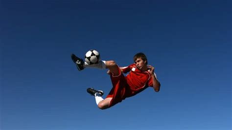 Soccer Player Kicking Ball Midair Slow Stock Footage Video (100% ...