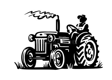 Black White Old Tractor Stock Illustrations – 1,165 Black White Old ...