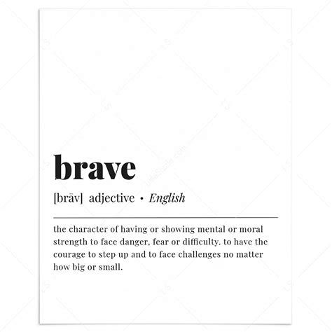 Brave Definition Print | Motivational Wall Art | Instant Download ...