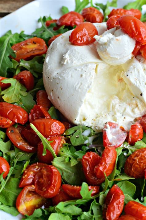 Arugula with Slow-Roasted Cherry Tomatoes and Burrata - West of the Loop