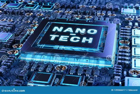 Close-up View on a Nanotechnology Electronic System 3D Rendering Stock ...