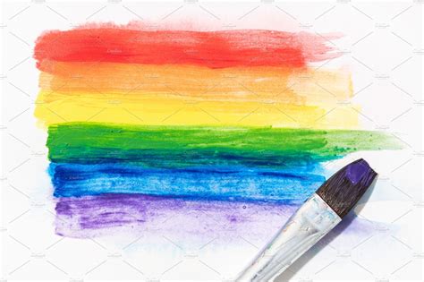 Rainbow pride flag hand painted | Background Stock Photos ~ Creative Market