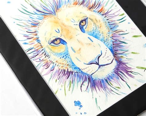 Rainbow Lion Watercolor Painting PRINT Art Print Wildlife Illustration Big Cat Art - Etsy