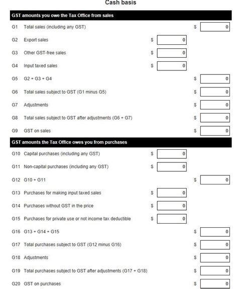 GST Calculation Worksheet for BAS Formatting when emailing or PDF ...