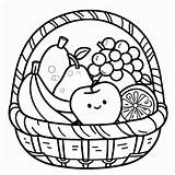 Basket Fruit Coloring Pages Fruits Coloriage Drawing Worksheets  sketch template