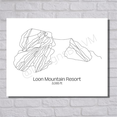 Ski Hill / Trail Map Art Loon Mountain Resort, New Hampshire digital ...