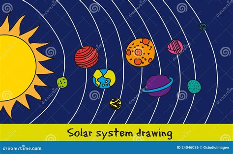 Solar System Drawing Royalty Free Stock Image - Image: 24046036