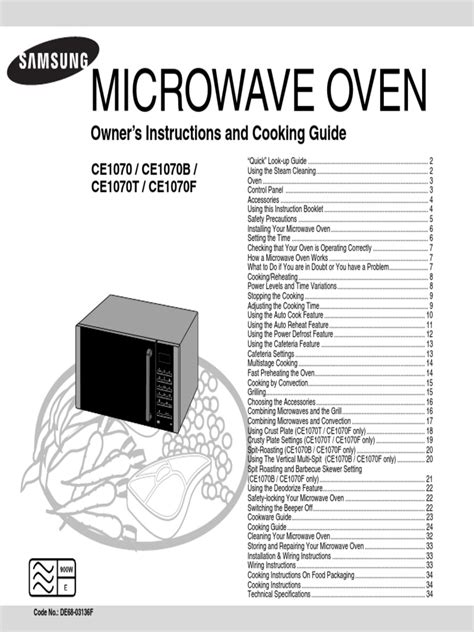 Samsung CE1070 Microwave Manual | PDF | Grilling | Oven