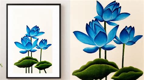 step by step acrylic painting on canvas for beginners | Blue LOTUS painting | ART Demo | easy ...