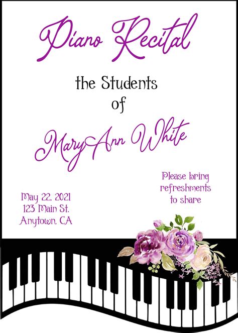 Piano Recital Invitation Template