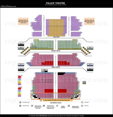 Palace Theatre London seat map and prices for Harry Potter and the Cursed Child