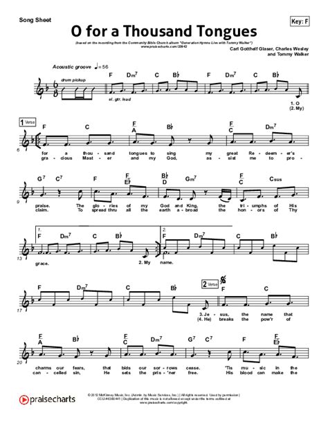 O For A Thousand Tongues Sheet Music PDF (Tommy Walker) - PraiseCharts