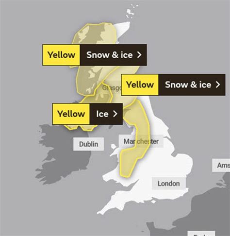 UK weather warnings: Met Office EXTENDS snow and ice warning as -10C ...