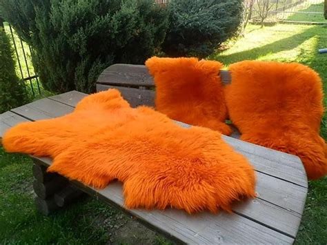 Genuine Sheepskin Orange Fur Rug | Fur decor, White sheepskin rug, Colorful rugs