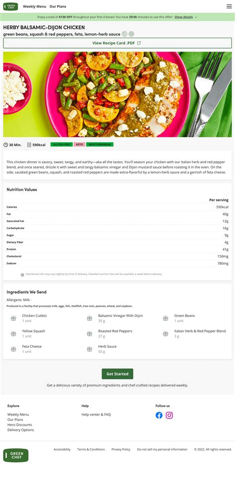 Green Chef’s Recipe Page – 18 of 26 Recipe Page Examples – Baymard Institute