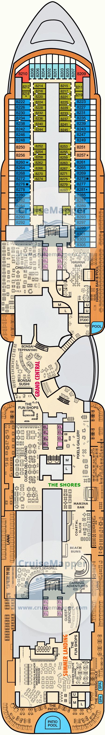 Carnival Jubilee deck 8 plan | CruiseMapper